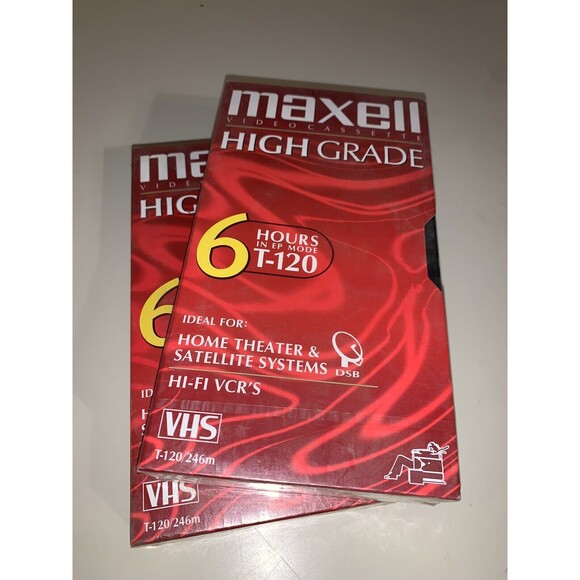 2 Maxell High Grade T-120 VHS Blank Tapes 2-6 Hour SEALED - Picture 2 of 8